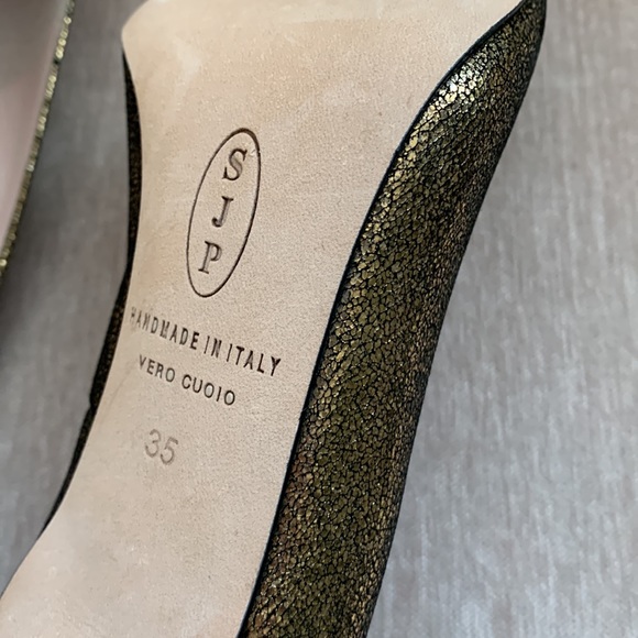 SJP by Sarah Jessica Parker Gold Metallic Pointed Heels 35 - Picture 6 of 7